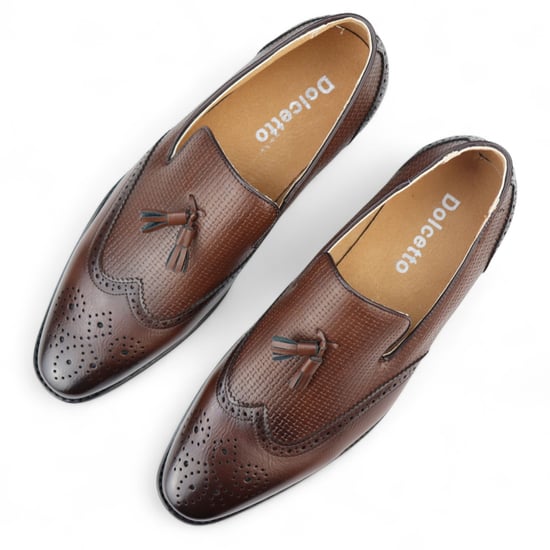 Mocasines marrones con borlas para hombre, zapatos de vestir elegantes sin cordones - Image 4