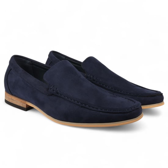 Mocasines informales ligeros sin cordones de ante azul marino para hombre - Image 2