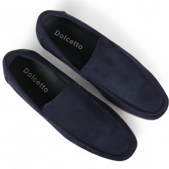 Mocasines informales ligeros sin cordones de ante azul marino para hombre - Image 3