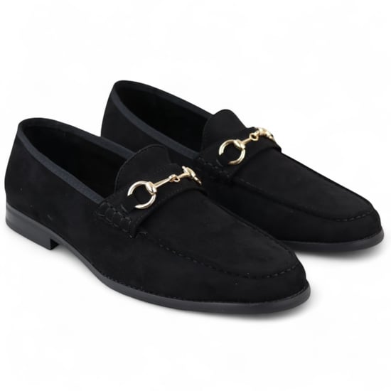 Mocasines de ante negro con forro de cuero para hombre - Image 3