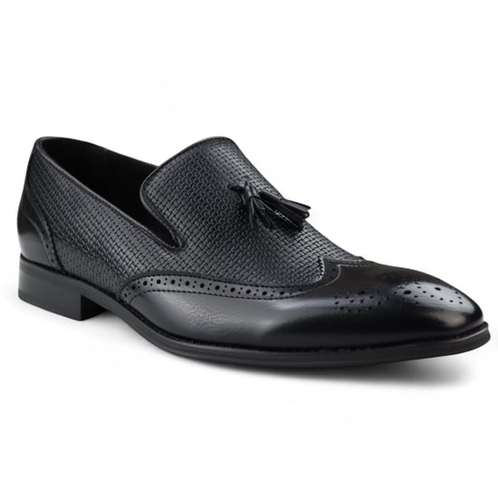 Mocasines negros con borlas para hombre, zapatos de vestir elegantes sin cordones - Image 3