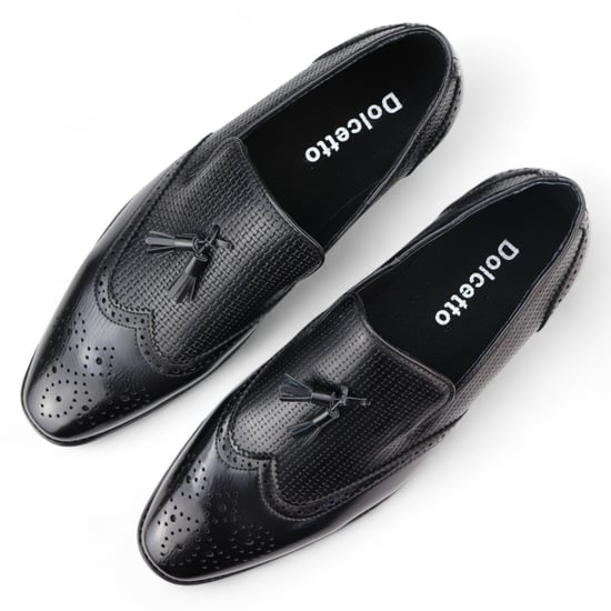 Mocasines negros con borlas para hombre, zapatos de vestir elegantes sin cordones - Image 4