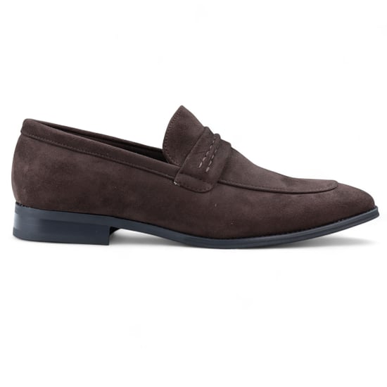 Mocasines elegantes sin cordones de ante marrón para hombre - Image 1
