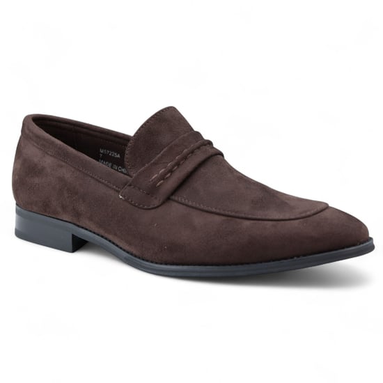 Mocasines elegantes sin cordones de ante marrón para hombre - Image 3