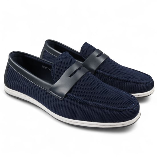 Mocasines transpirables y ligeros sin cordones para hombre en azul marino - Image 2