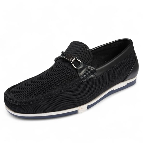 Mocasines negros ligeros de malla transpirables y sin cordones para hombre - Image 3