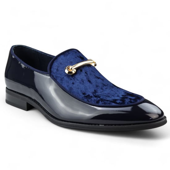 Mocasines elegantes azules para hombre, sin cordones, con forro de cuero y terciopelo - Image 3
