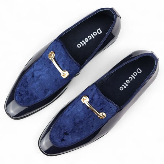 Mocasines elegantes azules para hombre, sin cordones, con forro de cuero y terciopelo - Image 4