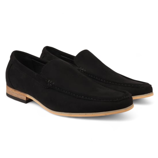 Mocasines casuales ligeros sin cordones de ante negro para hombre - Image 2