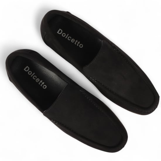 Mocasines casuales ligeros sin cordones de ante negro para hombre - Image 3