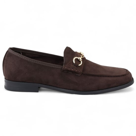 Mocasines de ante marrón con forro de cuero para hombre - Image 1