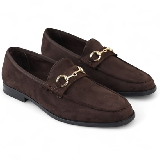 Mocasines de ante marrón con forro de cuero para hombre - Image 3