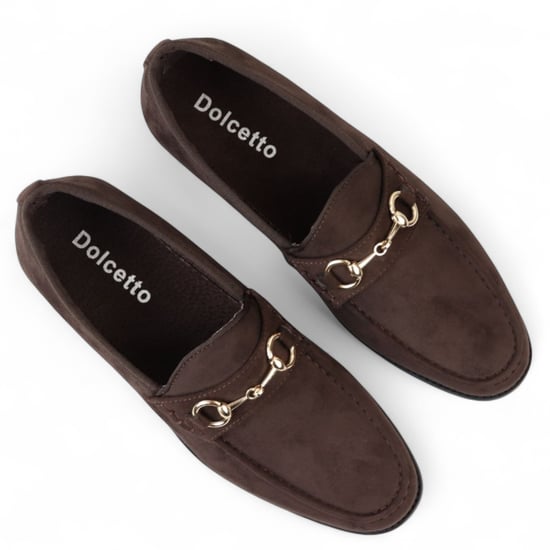 Mocasines de ante marrón con forro de cuero para hombre - Image 4