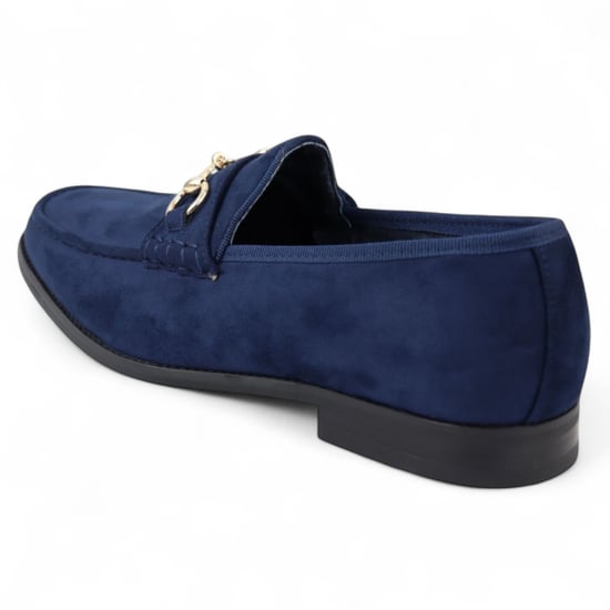Mocasines de ante azul marino con forro de cuero para hombre - Image 5