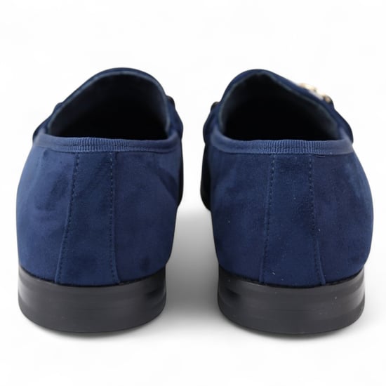 Mocasines de ante azul marino con forro de cuero para hombre - Image 6