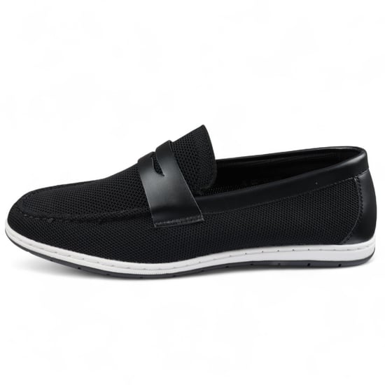 Mocasines negros transpirables y ligeros sin cordones para hombre - Image 1