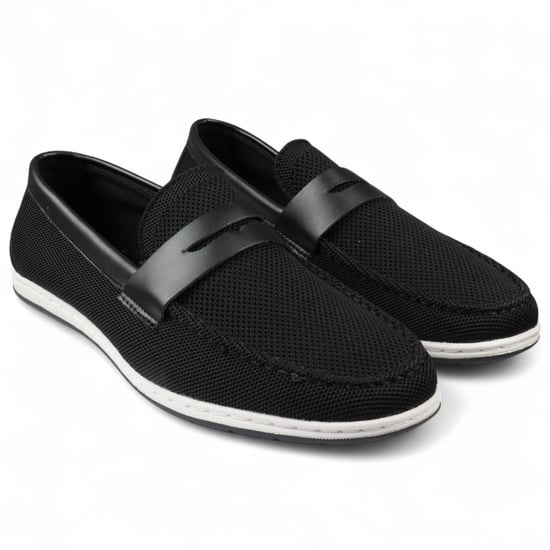 Mocasines negros transpirables y ligeros sin cordones para hombre - Image 2