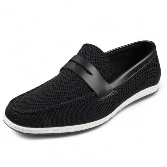 Mocasines negros transpirables y ligeros sin cordones para hombre - Image 3