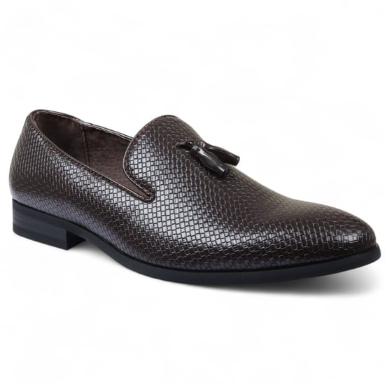 Mocasines formales de cuero marrón con borlas para hombre, sin cordones - Image 3