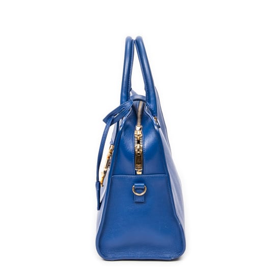 Yves Saint Laurent Small Monogram Cabas  en Azul Piel de becerro - Image 3