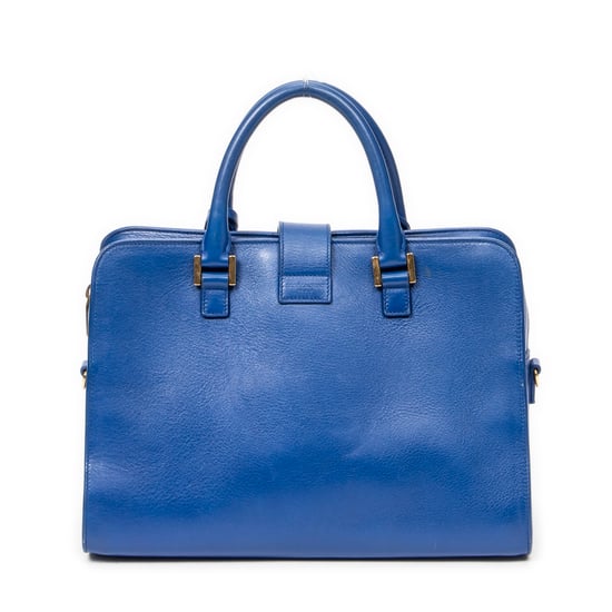 Yves Saint Laurent Small Monogram Cabas  en Azul Piel de becerro - Image 5