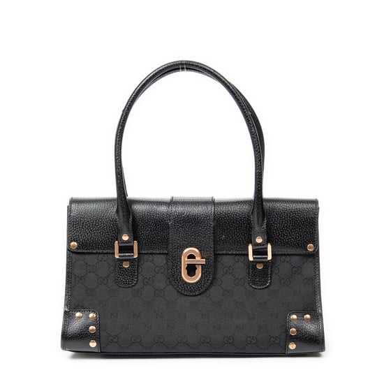 Gucci Fold Over Tote en Negro Lienzo - Image 1