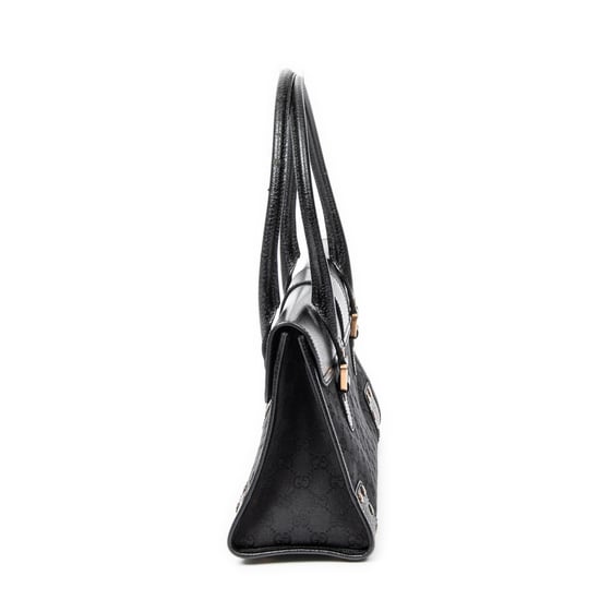 Gucci Fold Over Tote en Negro Lienzo - Image 3