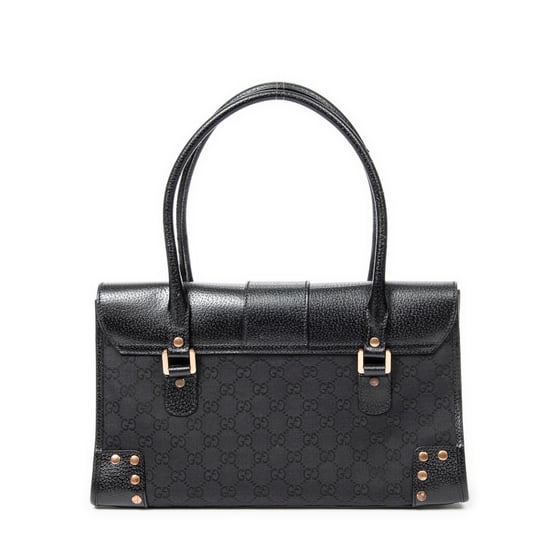 Gucci Fold Over Tote en Negro Lienzo - Image 5