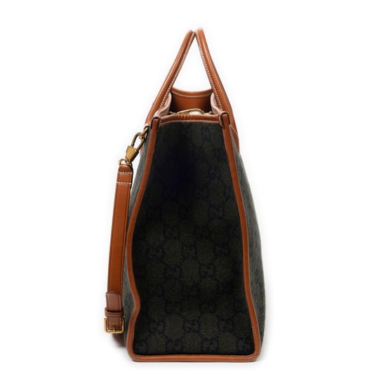 Gucci GG Script Tote en Negro/Marrón Lienzo - Image 4