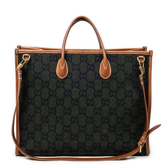 Gucci GG Script Tote en Negro/Marrón Lienzo - Image 5