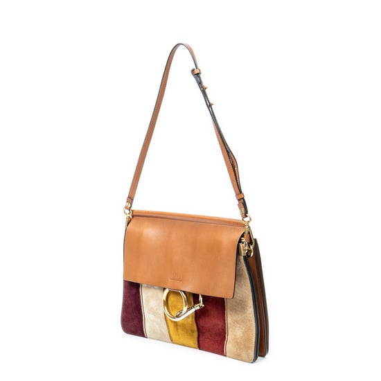 Chloé Medium Faye Shoulder Striped Patchwork  en Bronceado Piel de becerro - Image 2