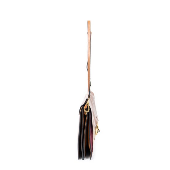 Chloé Medium Faye Shoulder Striped Patchwork  en Bronceado Piel de becerro - Image 4