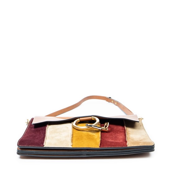 Chloé Medium Faye Shoulder Striped Patchwork  en Bronceado Piel de becerro - Image 6