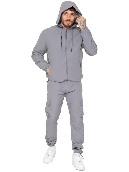 Enzo Milano | Conjunto de chaqueta cortavientos y pantalón cargo para hombre - Image 2
