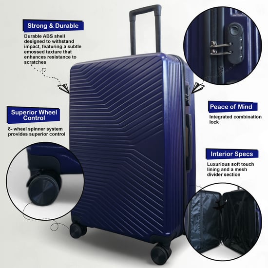 Maleta rígida azul marino robusta de 8 ruedas para equipaje de cabina - Image 4