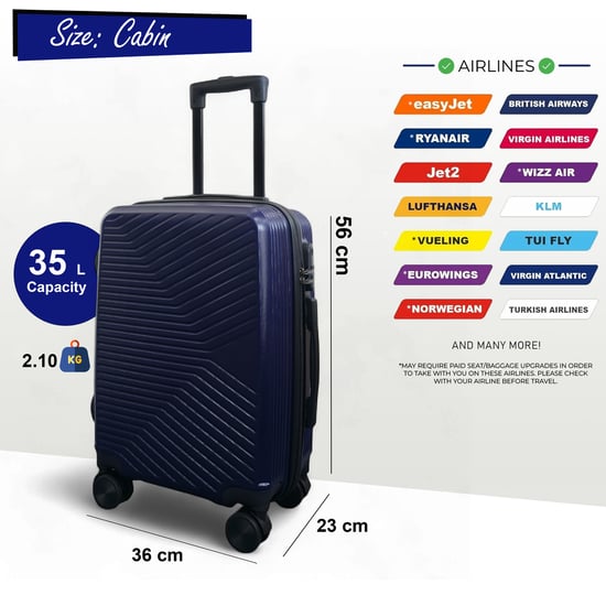 Maleta rígida azul marino robusta de 8 ruedas para equipaje de cabina - Image 6