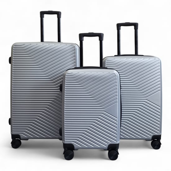 Maleta rígida plateada robusta de 8 ruedas para equipaje de cabina - Image 2