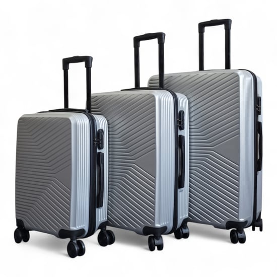 Maleta rígida plateada robusta de 8 ruedas para equipaje de cabina - Image 5