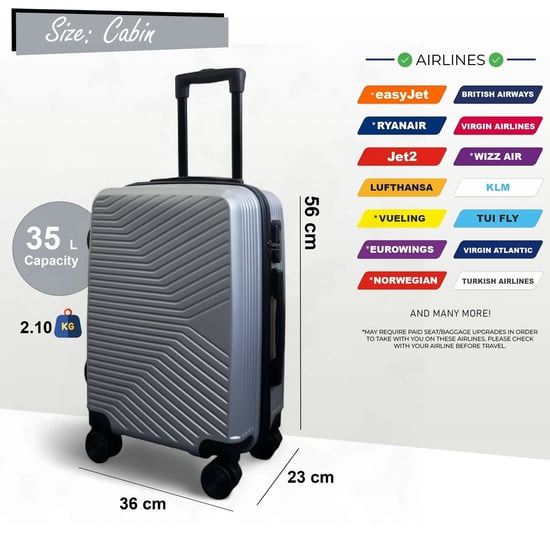 Maleta rígida plateada robusta de 8 ruedas para equipaje de cabina - Image 6