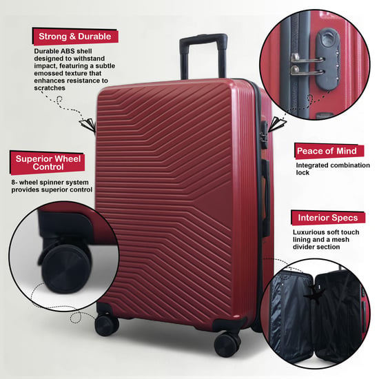 Maleta rígida roja robusta de 8 ruedas para equipaje de cabina - Image 4