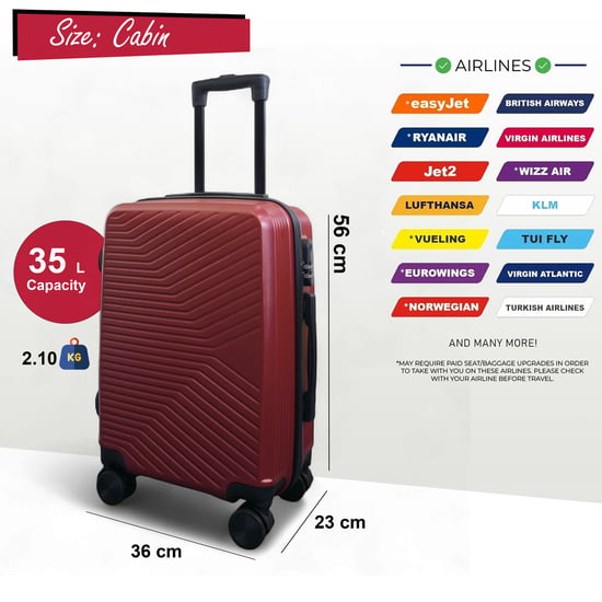 Maleta rígida roja robusta de 8 ruedas para equipaje de cabina - Image 6