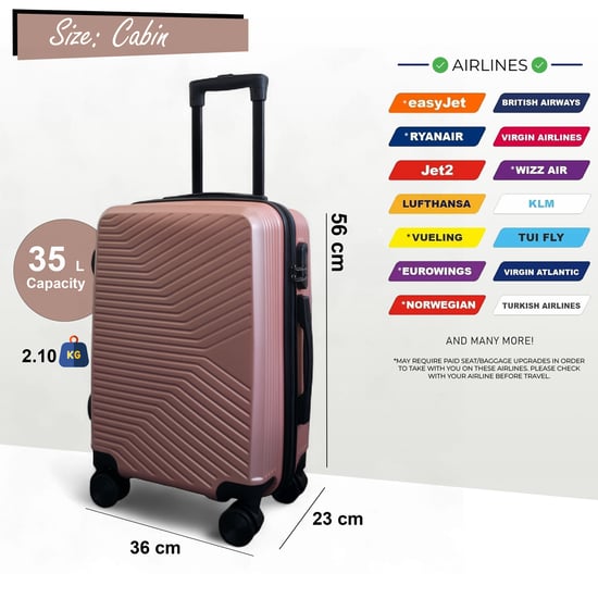 Maleta rígida de oro rosa, robusta, con 8 ruedas, para cabina - Image 6