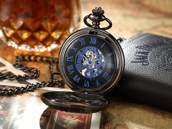 Reloj de bolsillo vintage de aleación mecánica negra con esqueleto y estilo medio cazador - Image 6