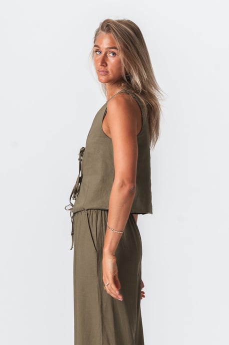 Chaleco de lino - Verde - Image 5