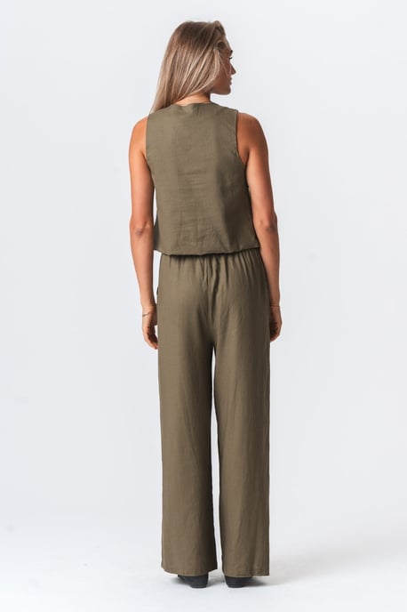Chaleco de lino - Verde - Image 6