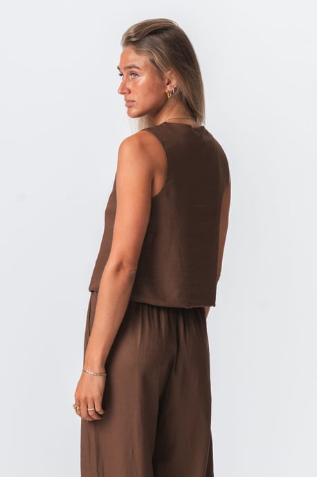 Chaleco de lino - Marrón - Image 5