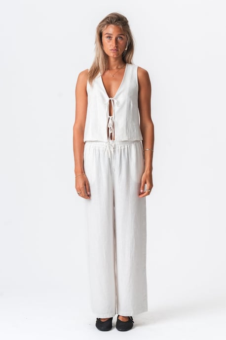 Pantalones de lino - Blanco - Image 3