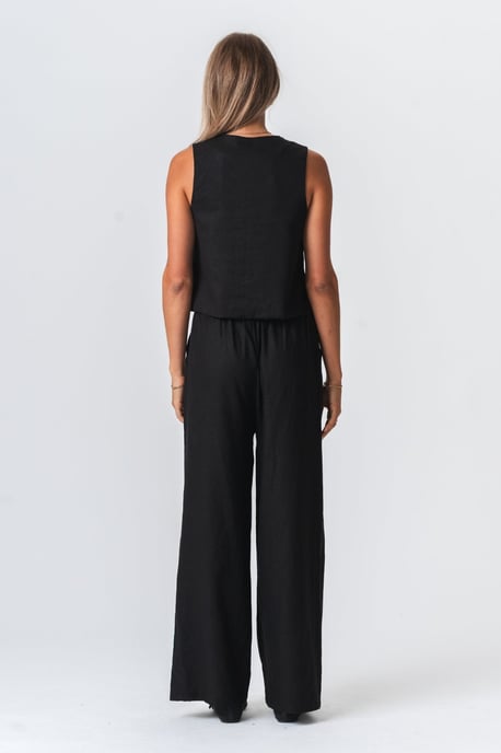 Pantalones de lino - Negro - Image 4