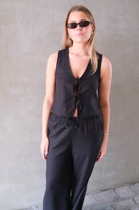 Chaleco de lino - Negro - Image 4