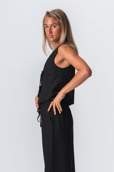 Chaleco de lino - Negro - Image 5